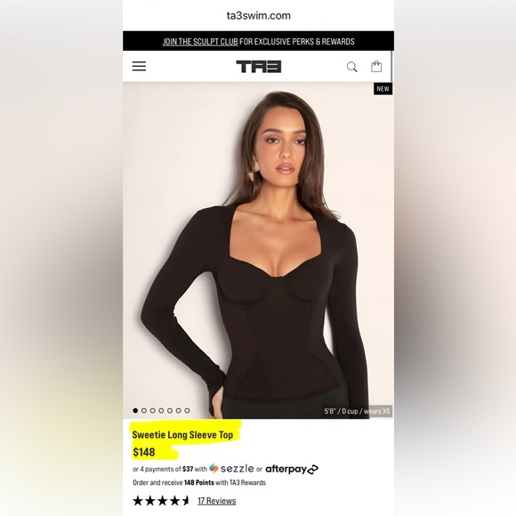 TA3 Sweetie Long Sleeve Top, Size M, Color Black - Picture 8 of 9